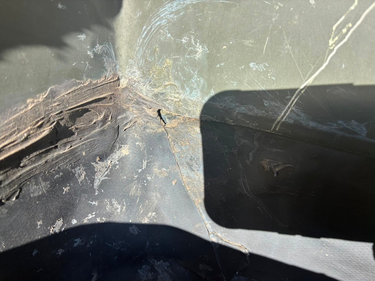 Failed sealant at roof seam joint