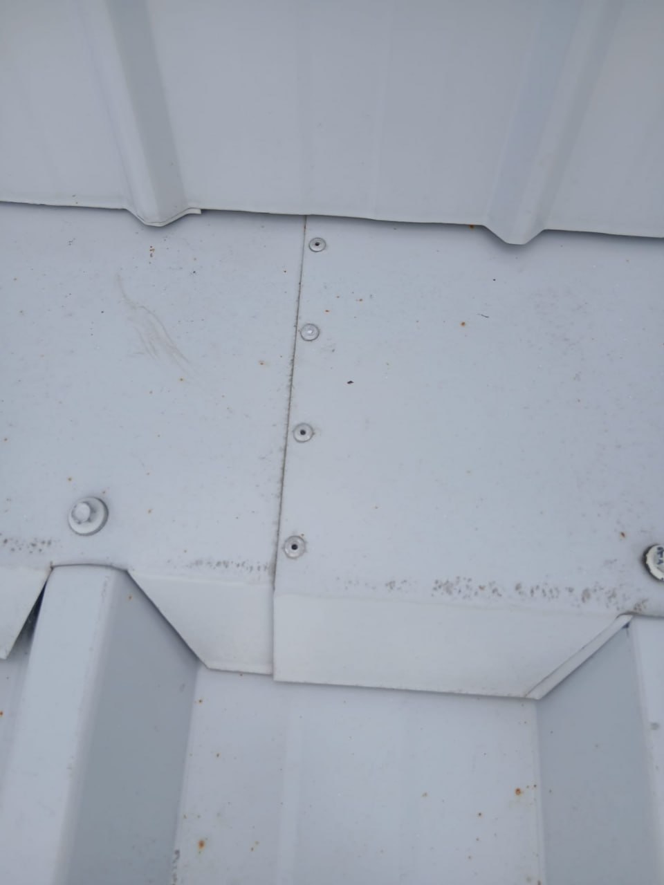 Completed seam work on roof